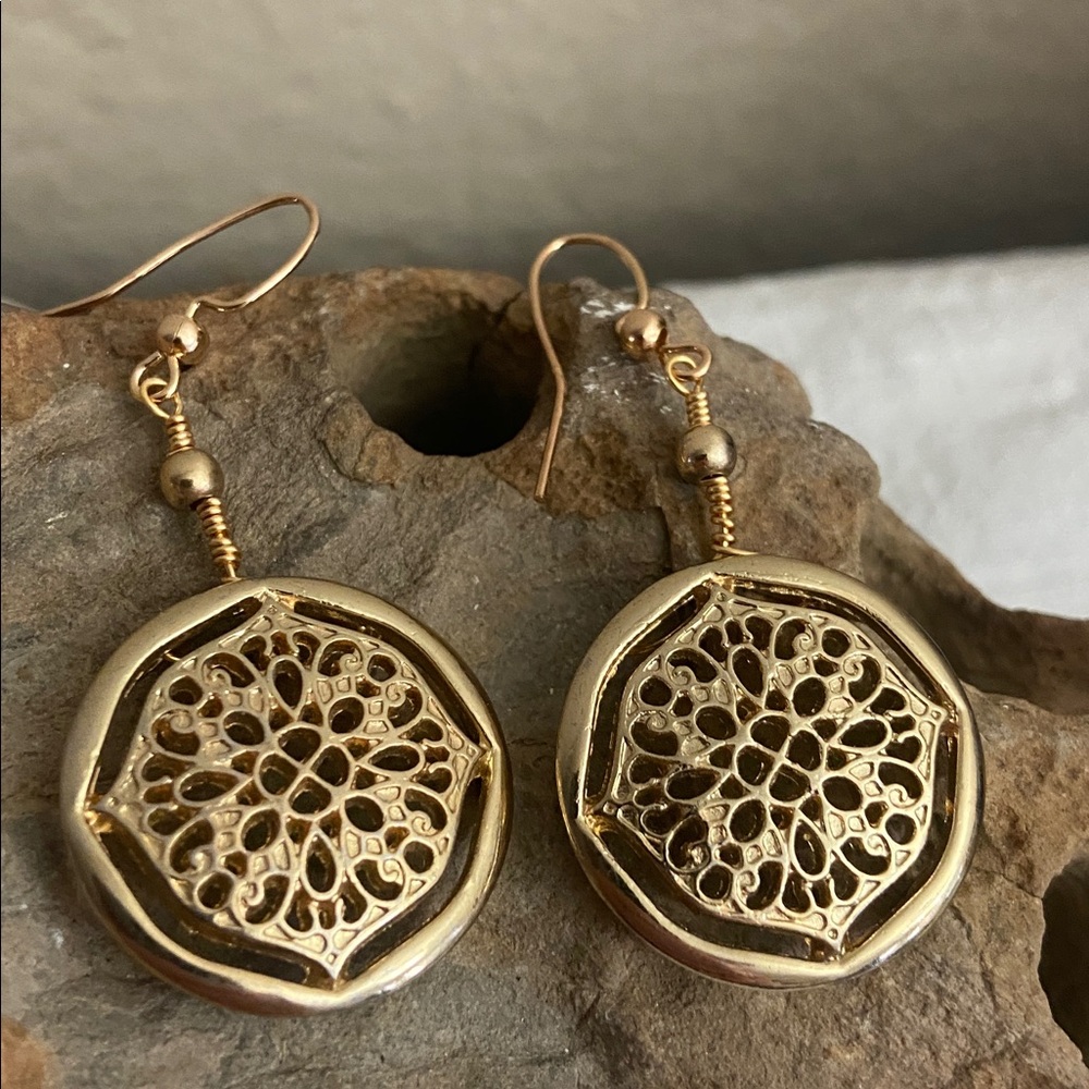 NEW Handmade Vintage Parts Gold Tone Filigree Earrings